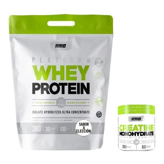 Platinum Whey Protein 3kg + Creatina 300g - Star Nutrition