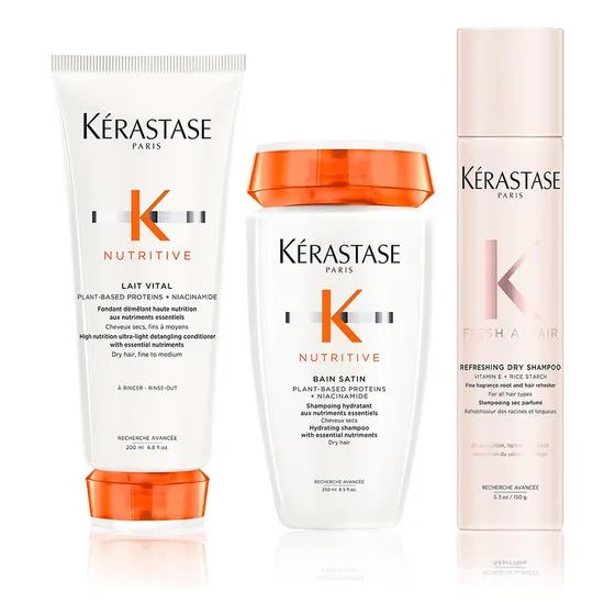 Kérastase Dry Shampoo + Bain Nutritive Satin + Lait Vital