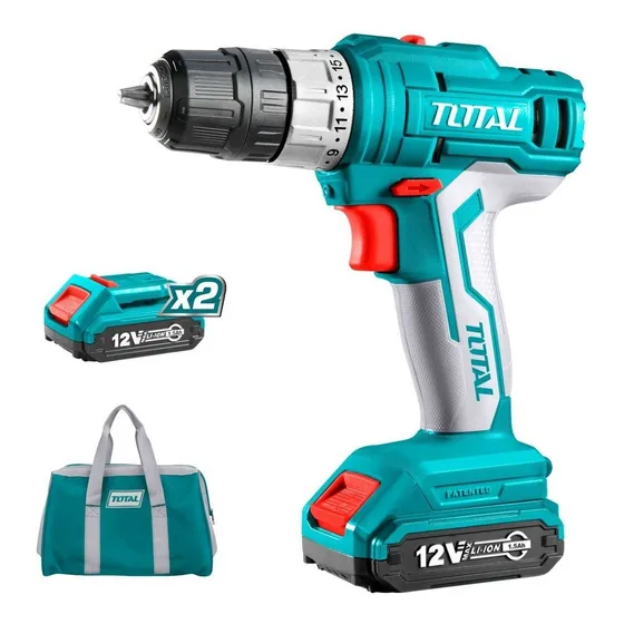 Taladro Atornillador Inalambrico Total TDLI1222 12v 0.8 A 10mm Incluy Color Turquesa