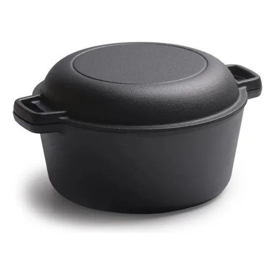 Horno Holandes 100% Hierro Fundido 2 En 1 (olla Y Sarten)