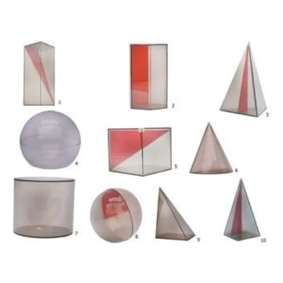 Conjunto De Sólidos Geométricos Em Acrílico - 10 Peças