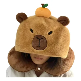 Almohada De Viaje Con Sombrero De Capibara De Felpa Almohada De Viaje Con Sombrero De Capibara De Felpa