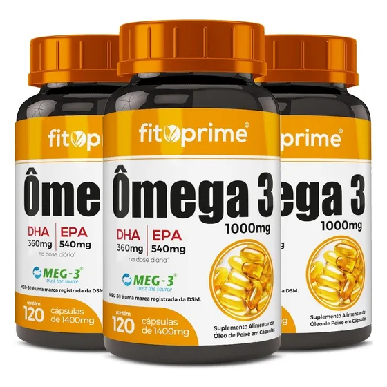 Kit 3x Ômega3 Livre De Metais Pesados Com Selo Meg-3® 120cps