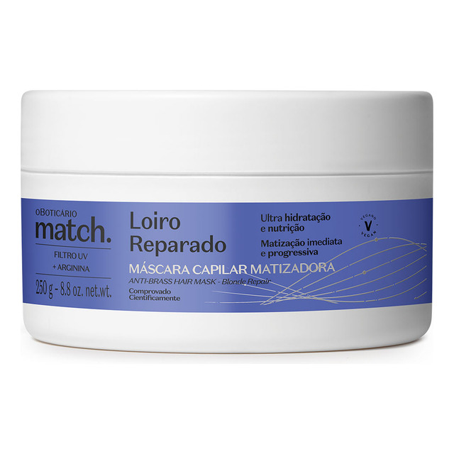 O Boticário Match Loiro Reparado Máscara Capilar 250g O Boticário Match Loiro Reparado Máscara Capilar 250g