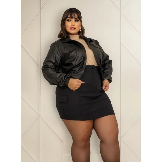 Jaqueta De Couro Plus Size Modelo Bomber Inverno Plus Size