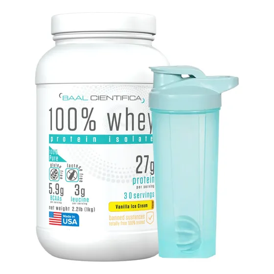 Whey Protein 100% Isolate 1kg - Vainilla Ice Cream + Shaker