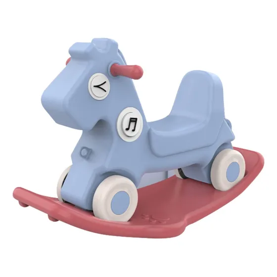 Caballo Mecedor 2 en 1 Montable para Niños Pequeños Musical Caballo Balancín Mecedora de 12 Meses a 3 Años para Niños Azul