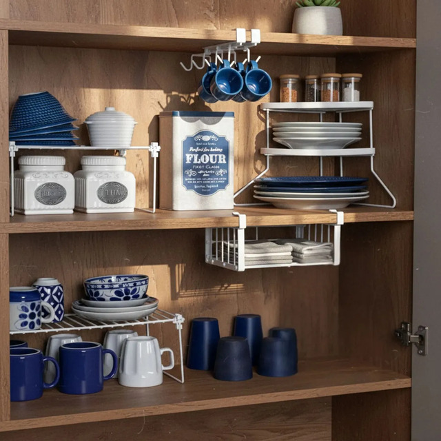 Organizador De Armário De Cozinha Kit Com 5 Organizadores Branco Organizador De Armário De Cozinha Kit Com 5 Organizadores Branco