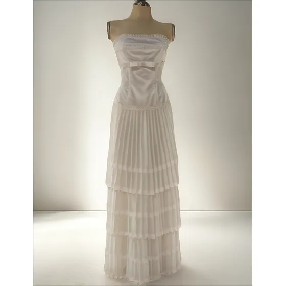 Vestido De Noche Largo Boda Novia Strapless Plisado