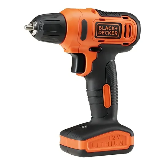 Taladro atornillador inalámbrico de 10mm Black+Decker LD12S 12V + 1 batería de 1.5Ah + accesorio con caja de cartón 220V