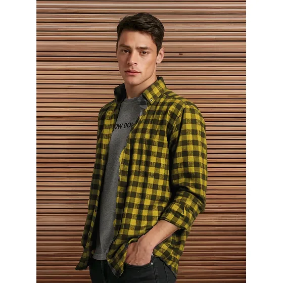 Camisa Leñadora Corte Clásico Hombre Invierno A Cuadros Friz
