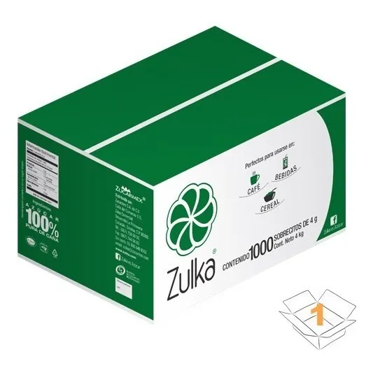 Azucar Zulka Morena Caja 1000 Sobres 4g C/u