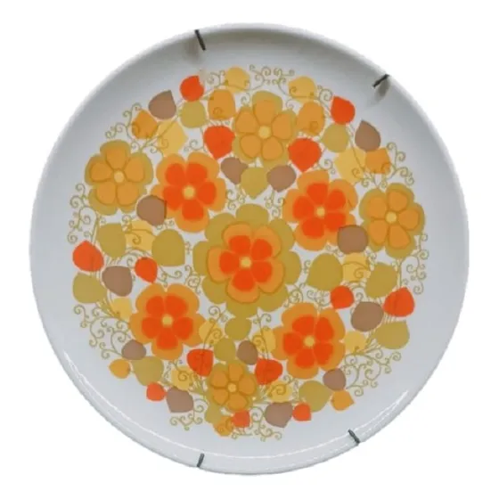 Plato Decorativo Flores Naranjas Con Colgador. Carabobo