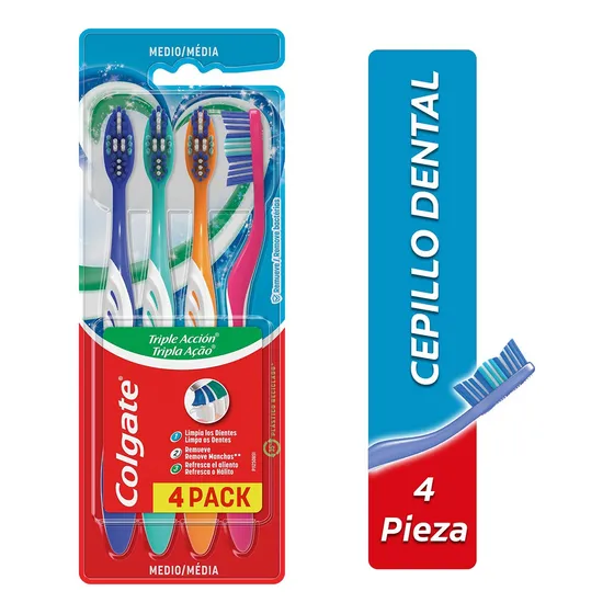 Pack De 4 Cepillos Dentales Colgate Triple Acción - Adulto