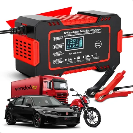 Carregador De Bateria Inteligente Reparador Automotivo 12v