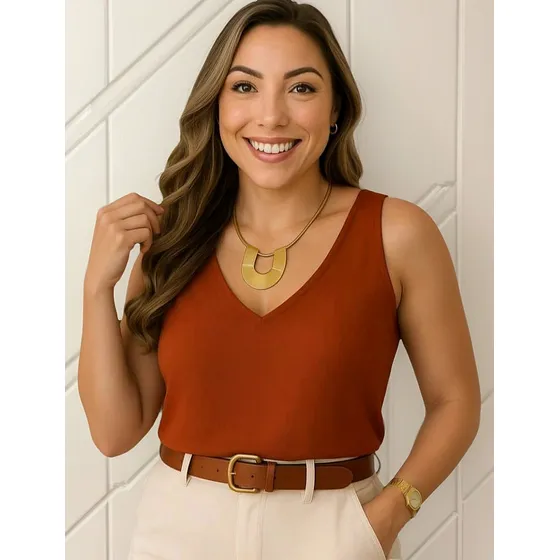 Blusa Feminina Regata Alça Grossa Duna Conforto E Estilo