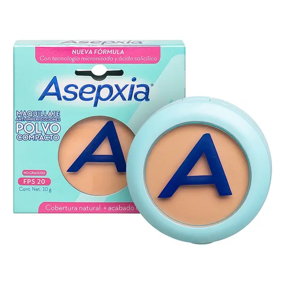 Asepxia Base de Maquillaje en Polvo Compacto Tono Natural 10mL 10g