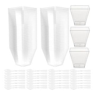 Tazas Pudín, Mini Tazas Postre Con Cucharas 50 Juegos Tazas Tazas Pudín, Mini Tazas Postre Con Cucharas 50 Juegos Tazas