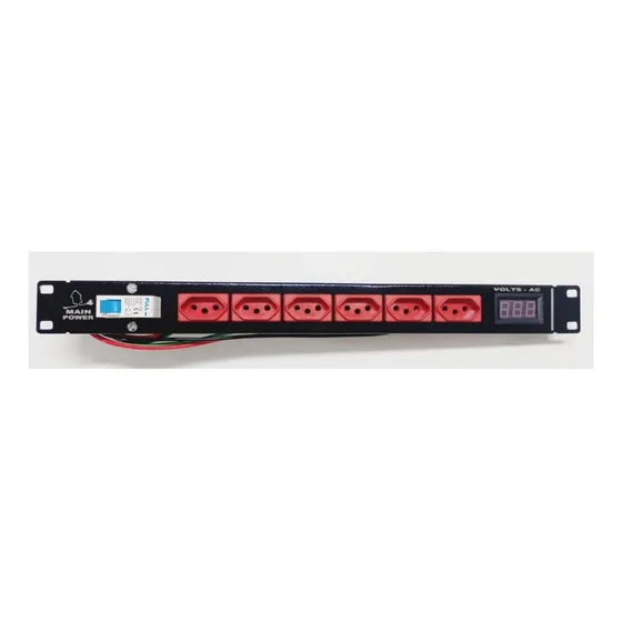 Régua De Ac. Tomadas 20a.com Voltímetro + Disjuntor