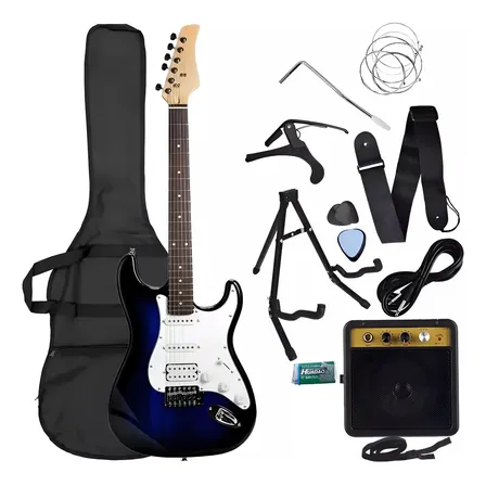 Guitarra Electrica Stratocaster Amplificador Azul Negro Color Azul Negro Material Del Diapasón Maple Orientación De La Mano Diestro MX Guitarra Electrica Stratocaster Amplificador Azul Negro Color Azul Negro Material Del Diapasón Maple Orientación De La Mano Diestro MX