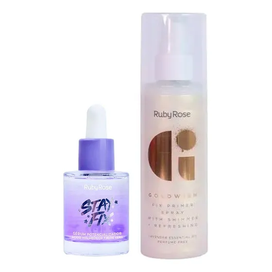 Kit Facial Serum+primer Ruby Rose Gold Acido Hialuronico 2pz