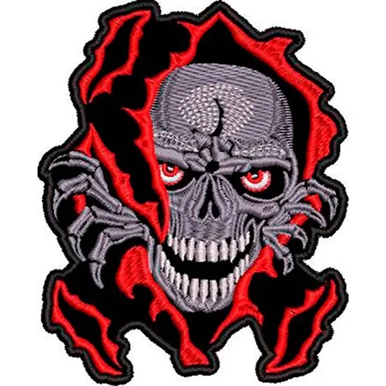 Patch Bordado Skull Caveira 11,5x9,5cm Cód.1652 Punk Rock