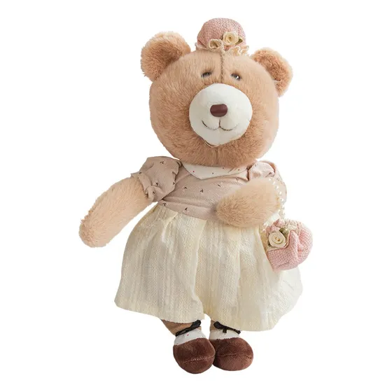Osito De Peluche Vintage Suave Y Adorable Detalle 30cm Color Beige