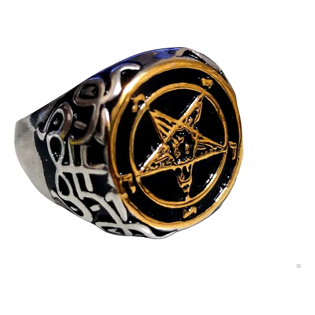 Anel Aço Inox Lúcifer Satan Diabo Pentagrama Supernatural Mc