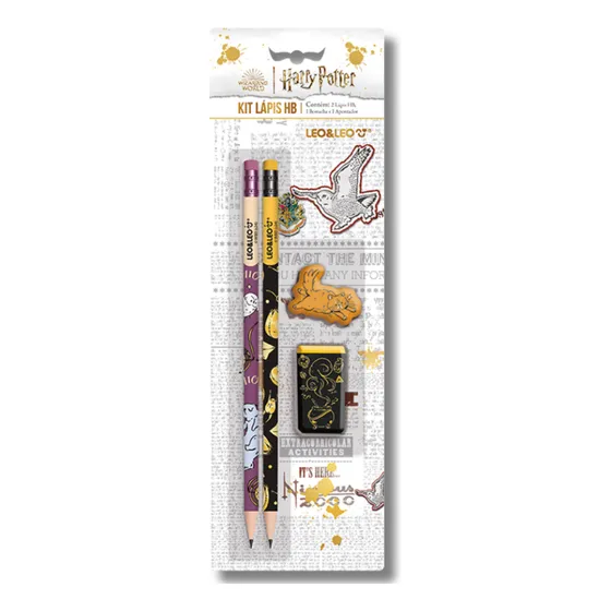 Kit Material Escolar Harry Potter Borracha Apontador Lápis