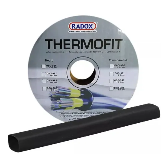 Thermofit 2.5mm Rollo 20mts Radox 080-986 Aislante Negro