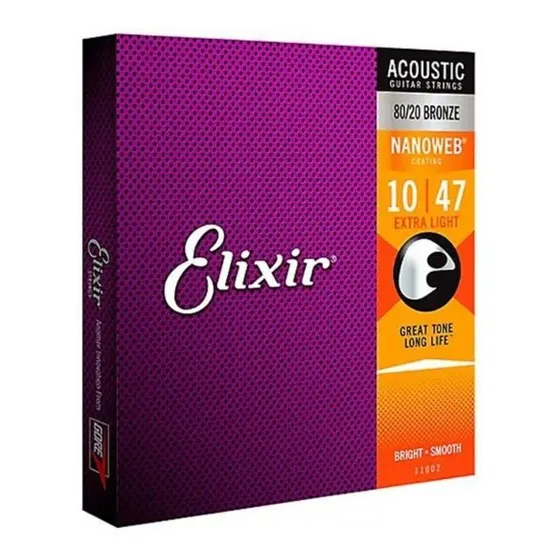 Encordoamento Violão Aço 010 Elixir Extra Light Nanoweb