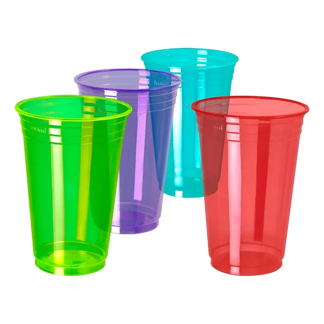 Vasos Neon 300ml X25unid Brilla En Oscuridad Con Luz Negra