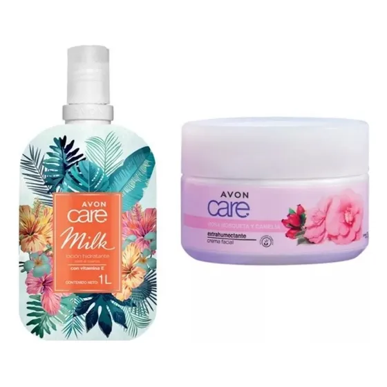 Kit: Crema Corporal Avon Care Milk 1 Litro + Rosa Mosqueta