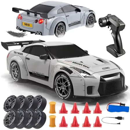 Carrinho Controle Remoto Faz Drift Bateria Recarregavel 4x4 Nissan Gtr R35 Atacarejo Kids Completo Troca Rodinhas Cones Barril