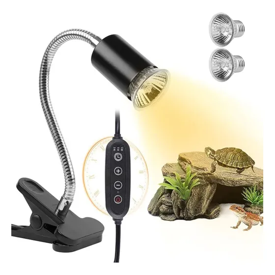 Lámpara De Calor De 2 Bombillas Uva+uvb Para Reptiles
