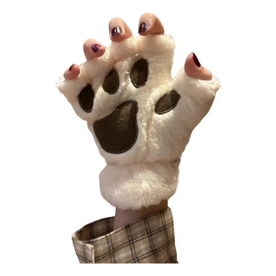 Guantes Patitas De Gato Afelpado Medio Dedo Anime Gatito