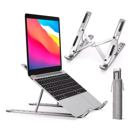 Soporte Aluminio Plegable Para Laptop Color Plateado | Cuotas sin interés