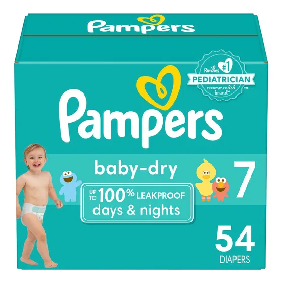 Pañales Pampers Baby Dry Etapa 7, 54 Piezas. Bebés de 19 Kg