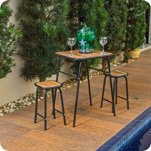 Dining Set Vecelo Small Bar Table W/ 2 Chairs Retro Style