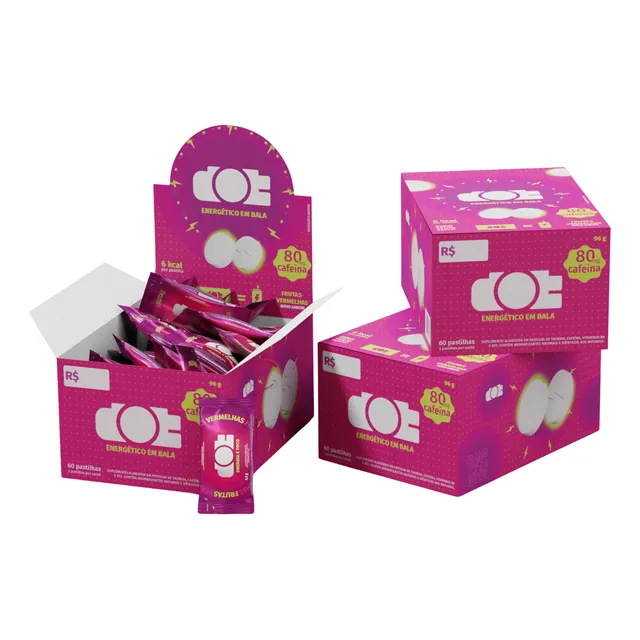 Dot Energético Em Bala C/ 60 Pastilhas Frutas Vermelhas