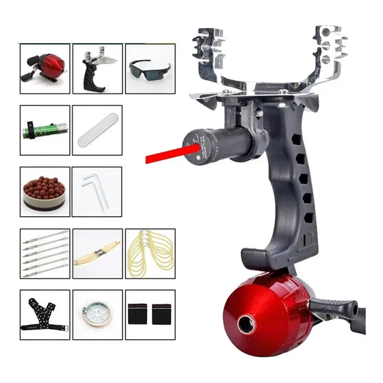 Kit12 Estilingue Profissional Atiradeira Com Carretilha