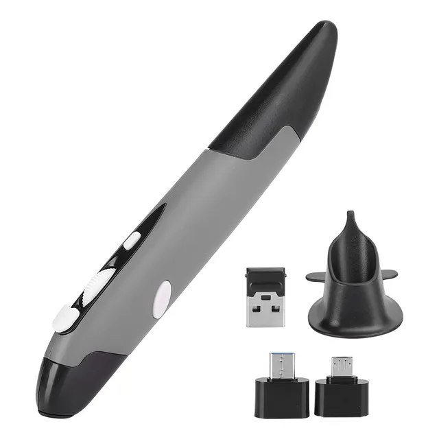 Ratón Óptico Inalámbrico Ergonomía Óptico Pluma 2,4 Ghz