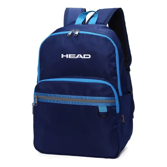 Mochila Head Nylon Bolsillo Frontal Y Organizador Color Azul Diseño De La Tela Lisa