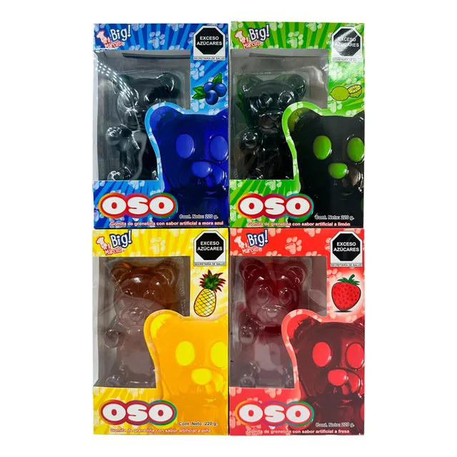 4 Pack Gomita Pandita Gigante Fresa Amarillo Limon Mora Azul