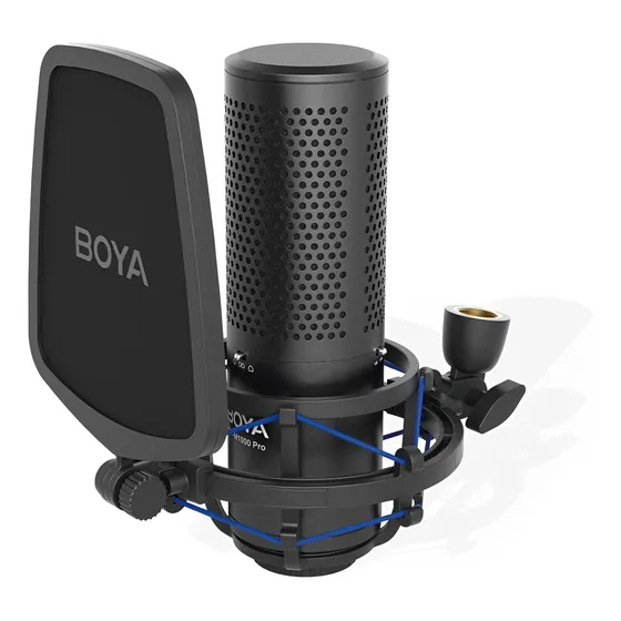 Microfone Condensador Boya By-m1000 Pro Xlr Estúdio Preto