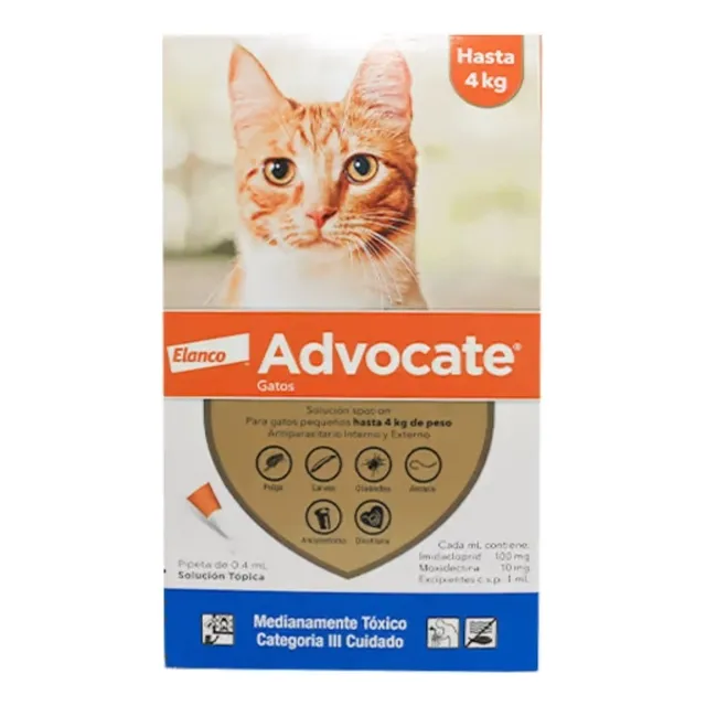 Antipulgas Advocate Gatos Hasta 4 Kg 3 Pipetas