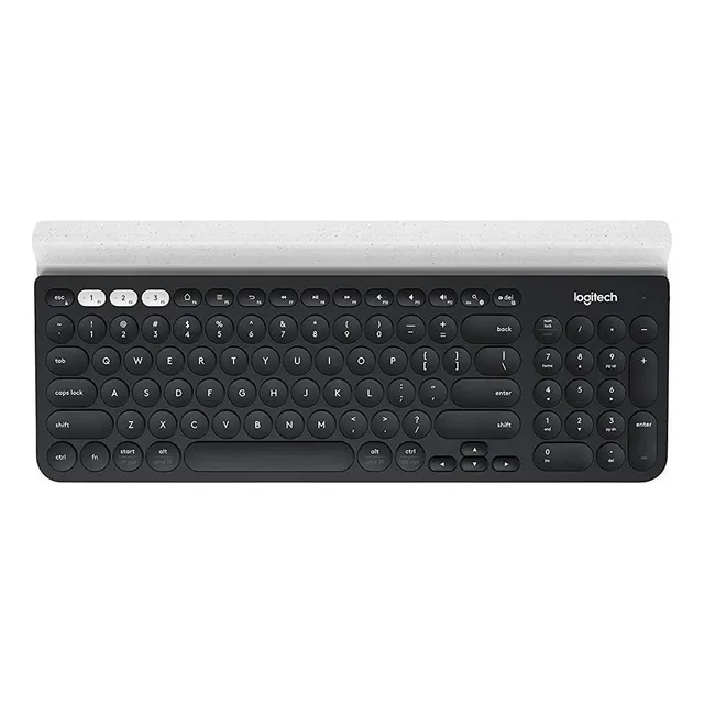 Teclado bluetooth Logitech QWERTY español latinoamérica color negro y blanco