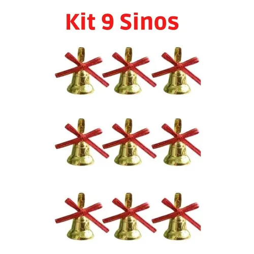 9 Enfeite Mini Sino Decoração Pendente Árvore De Natal