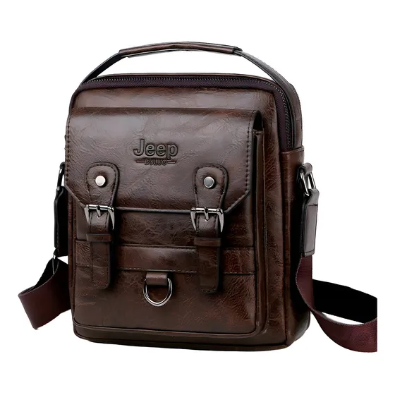 Morral Jeep Buluo Cuero Pu Elegante Para Cabaralleros Marrón Oscuro Lisa