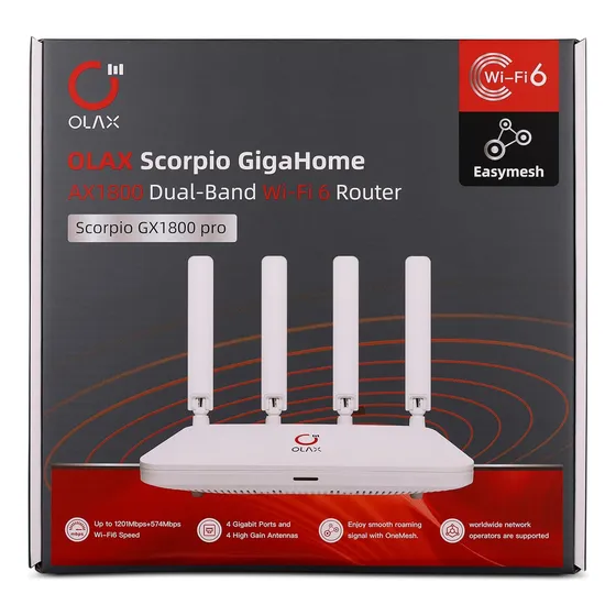 Router Olax Scorpio Gigahome Ax1800 Dual-band Wifi 6 Mesh